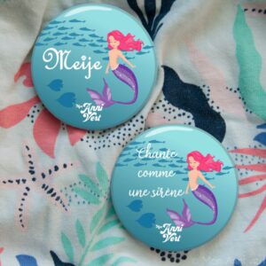 Badge d'anniversaire Sirène cadeau invités
