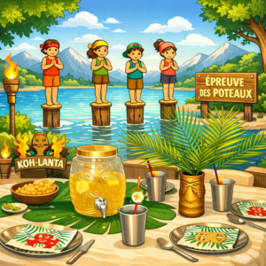 Jeu d'équipe sportif pour un anniversaire Koh Lanta 8 ans, 9 ans, 10 ans, 11 ans