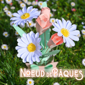 Bouquet de fleurs printanières en papier DIY : tulipes et marguerite Nœud de Pâques