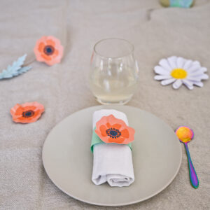 Rond de serviette coquelicot en papier déco champs pour anniversaire club hippique