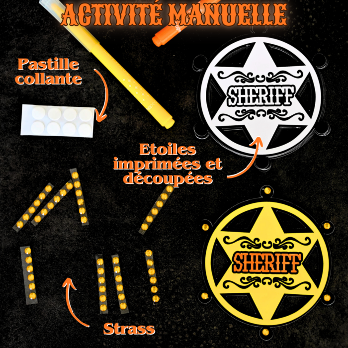 Activité manuelle jeu anniversaire Western cowboys en papier