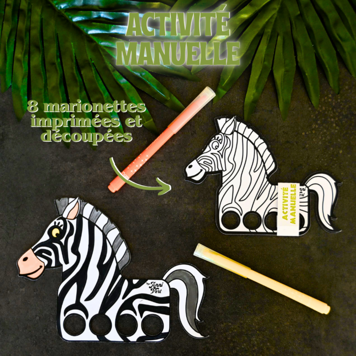 Activité manuelle jeu anniversaire safari marionnette créative DIY