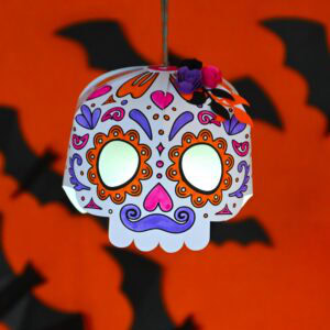 DIY pour halloween : la lanterne sugar skull en papier à colorier