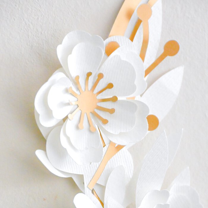 Kit Couronne de porte DIY en papier blanc et or DIY