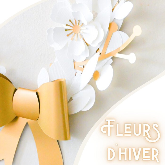 Déco de Noël blanc et or - les Fleurs d'hiver la couronne de porte en papier DIY